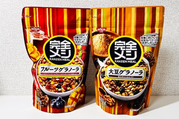 完全栄養食　完全メシ　日清　フルーツグラノーラ　大豆グラノーラ