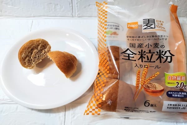 全粒粉　パン　市販　pasco　『国産小麦の全粒粉入りロール 6個入』