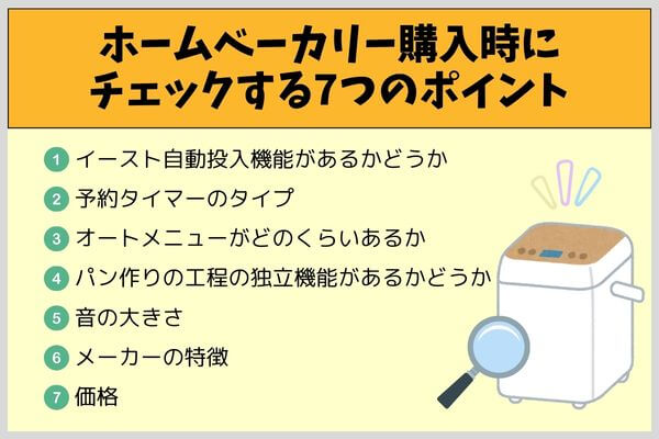 ホームベーカリー購入時にチェックする7つのポイント