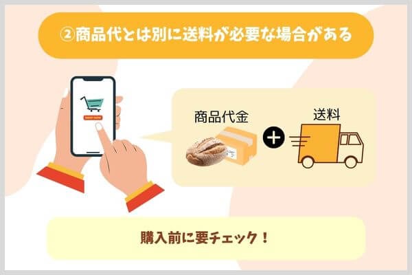 ②商品代とは別に送料が必要な場合がある