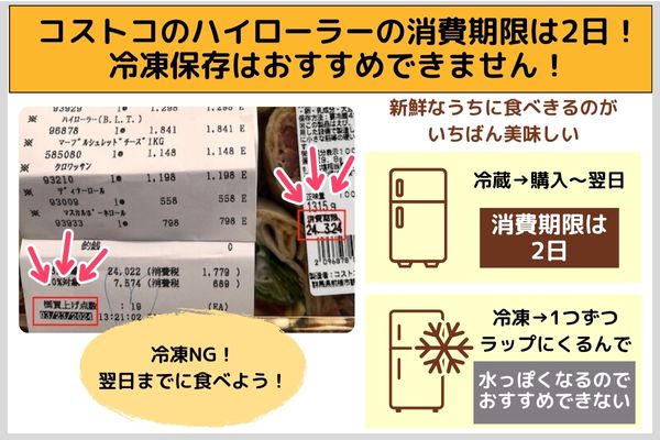 コストコのハイローラーの消費期限は2日!冷凍保存はおすすめできません!
