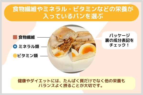 Choose bread that contains nutrients such as dietary fiber, minerals, and vitamins.