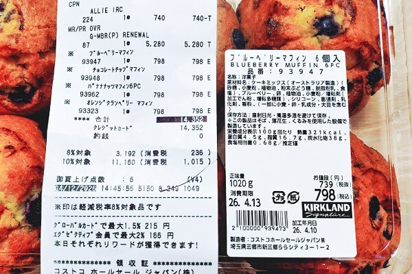コストコ　ブルーベリーマフィン　原材料